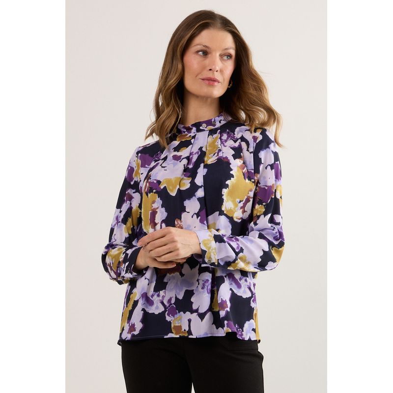 MA GRIFFE - Blusa Manga Larga Azul Marino Mujer Magriffe