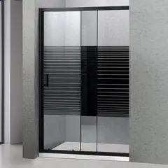 JOYTEK - Mampara Ajustable de Ducha Strava 120-140 cm Líneas negras