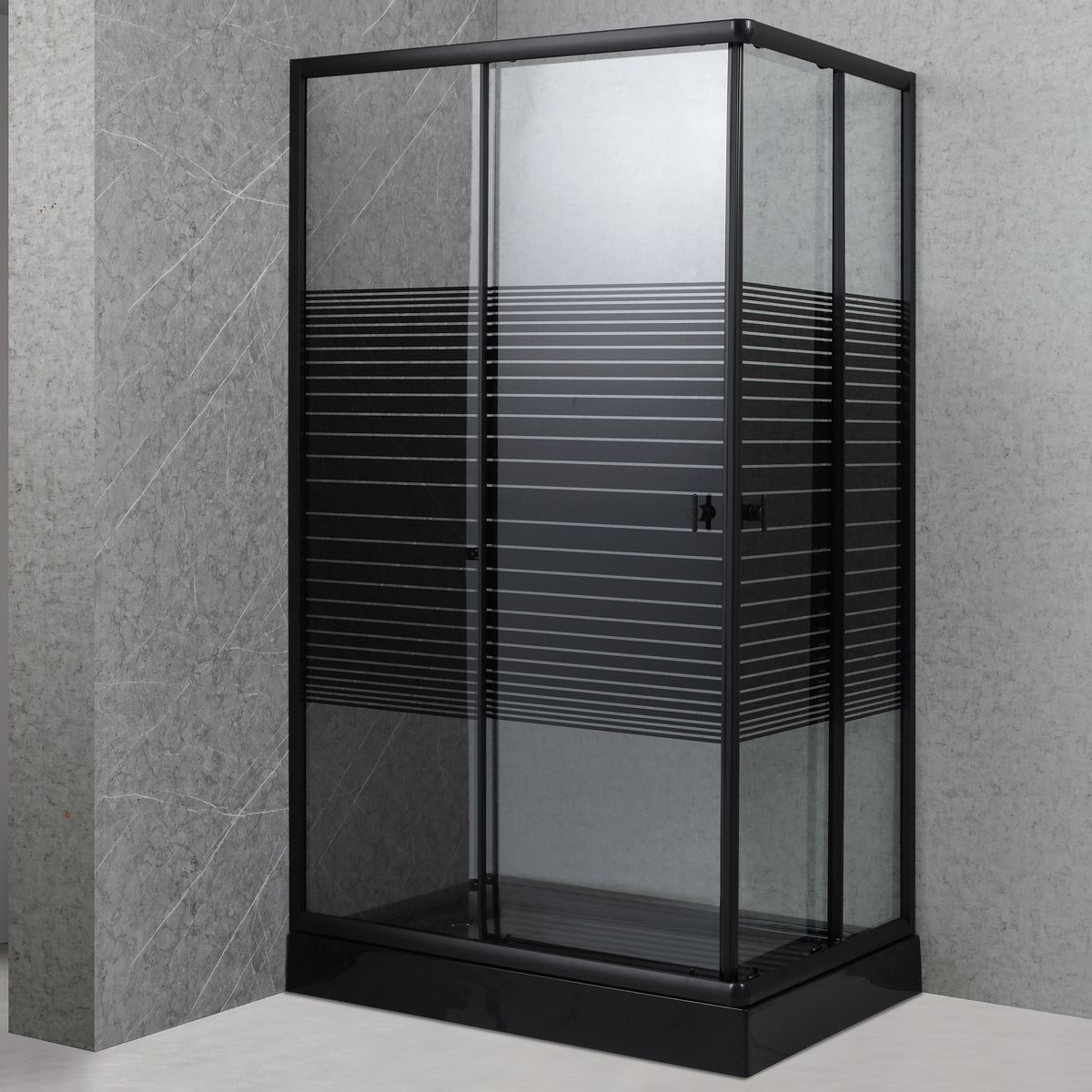 Shower Rectangular Strava Negro 120x80x198cm Incluye Receptáculo, marca JOYTEK - Foto Principal