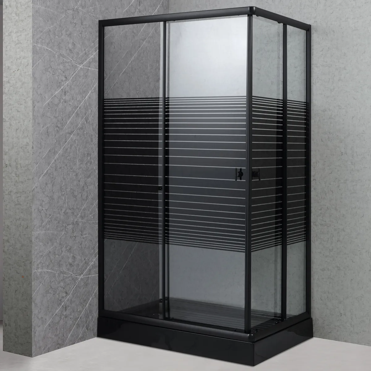 Shower Rectangular Strava Negro 120x80x198cm Incluye Receptáculo, marca JOYTEK - Foto Principal