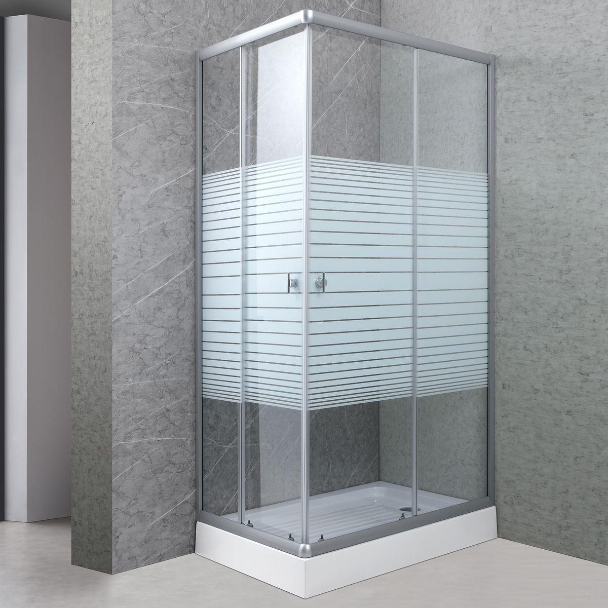 JOYTEK - Shower Rectangular Strava Blanco 100x70x198cm Incluye Receptáculo