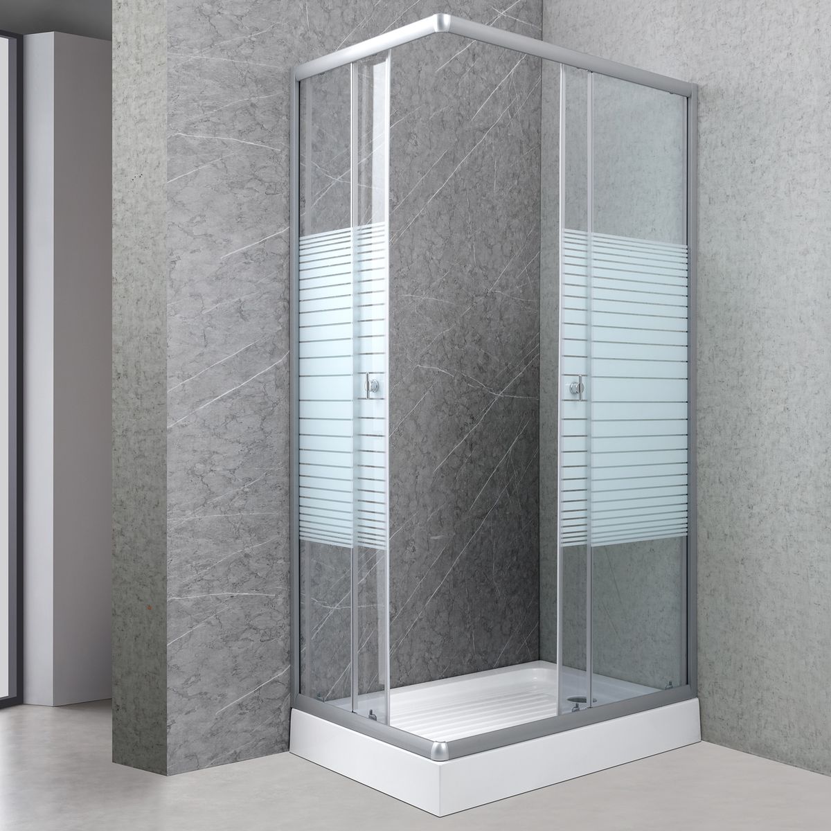 JOYTEK - Shower Rectangular Strava Blanco 100x70x198cm Incluye Receptáculo