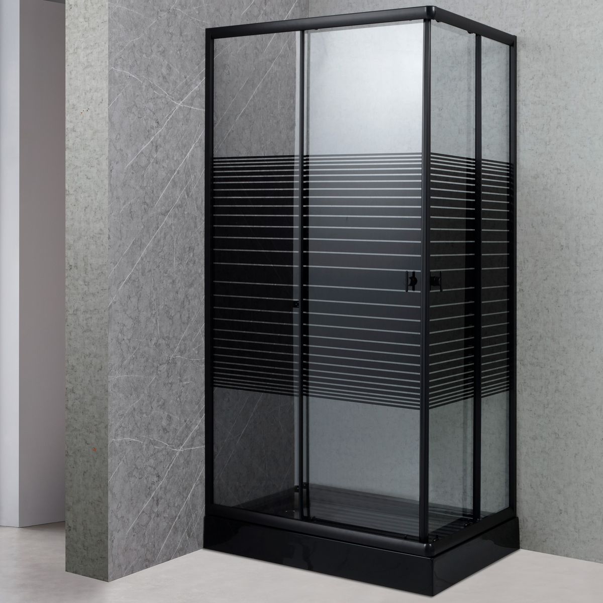 JOYTEK - Shower Rectangular Strava Negro 100x70x198cm Incluye Receptáculo