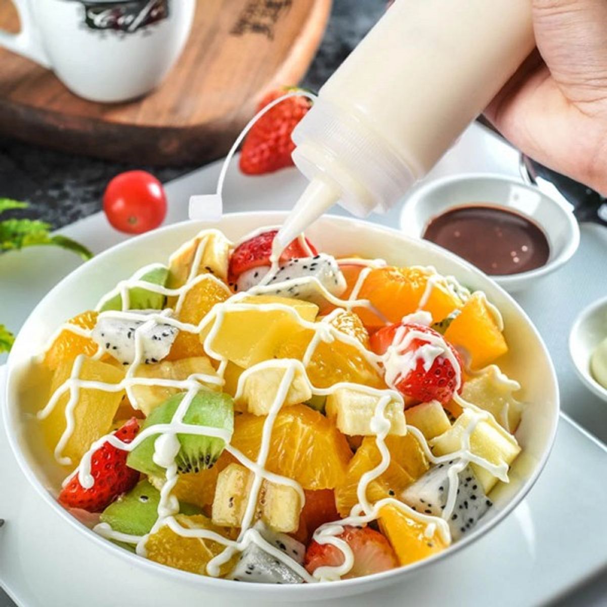 IMAHE - Set de 2 Botella Dispensadora Salsa Graduada Transparente 200Ml