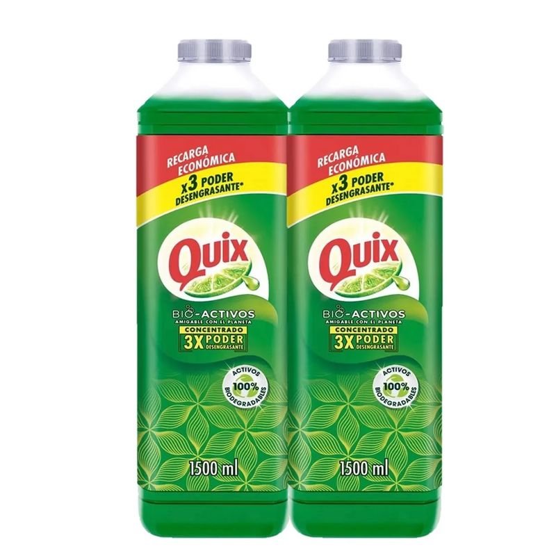 QUIX - X2 Lavaloza Quix Concentrado Bio Activos Recarga 15l Limon