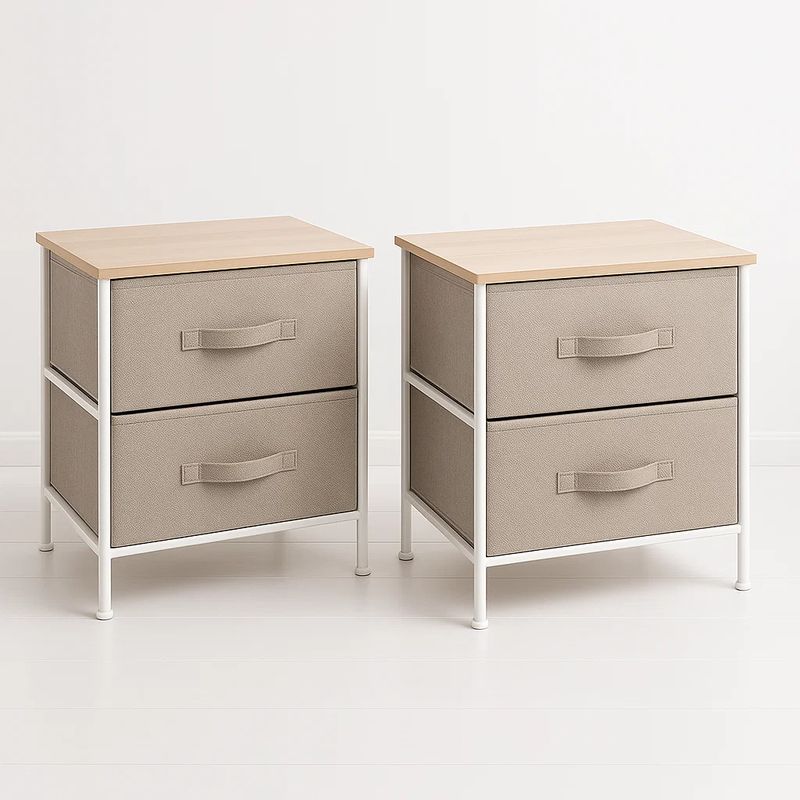 KLIK - Pack de 2 Veladores con Cajones de Tela - Gris