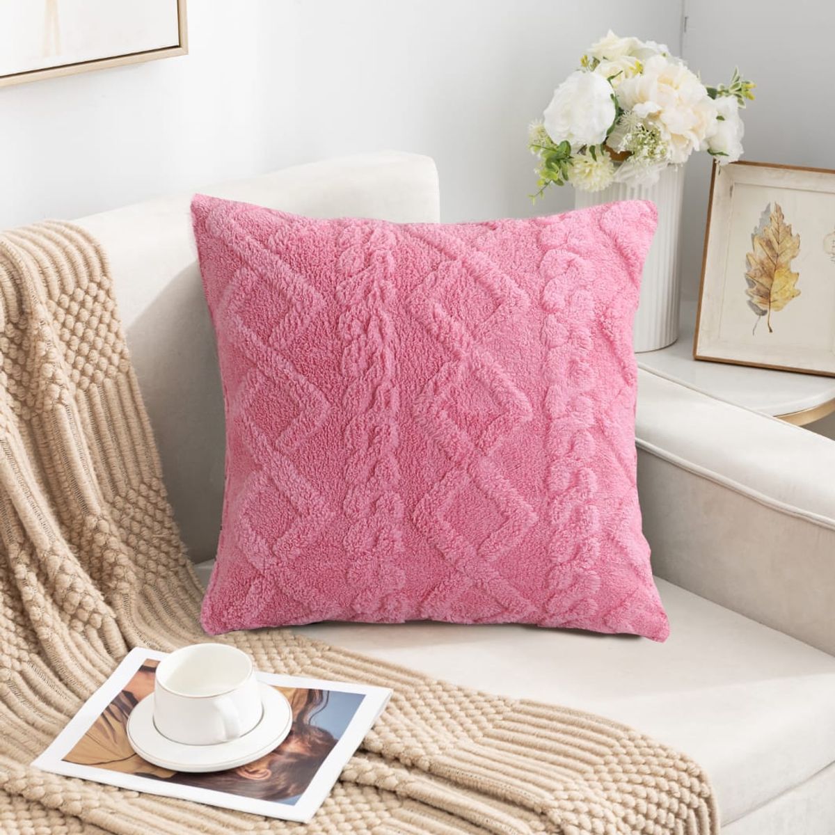 GENERICO - PACK / 2 FUNDAS PARA COJÍN ESTILO TRENZA