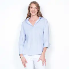 WADOS - BLUSA MANGA3/4 LISTADA ABOTONADA EN DELANTERO Y APLICACION DE PERLAS