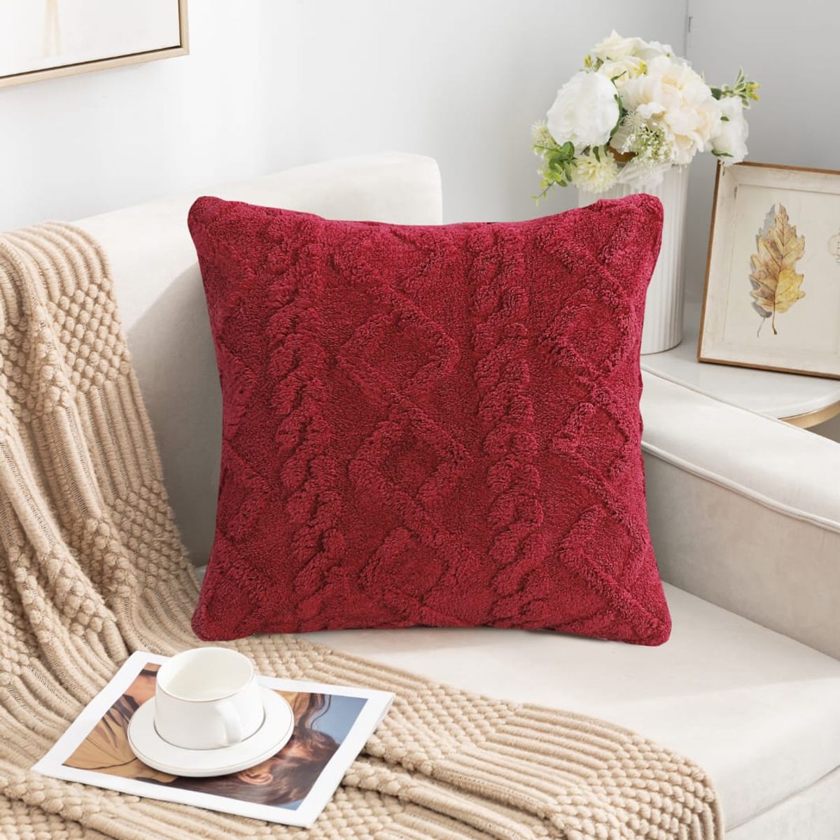 GENERICO - PACK / 2 FUNDAS PARA COJÍN ESTILO TRENZA