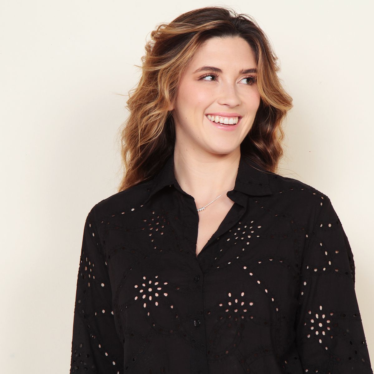 WADOS - BLUSA ABOTONADA MANGA 3/4  SCHIFFLI