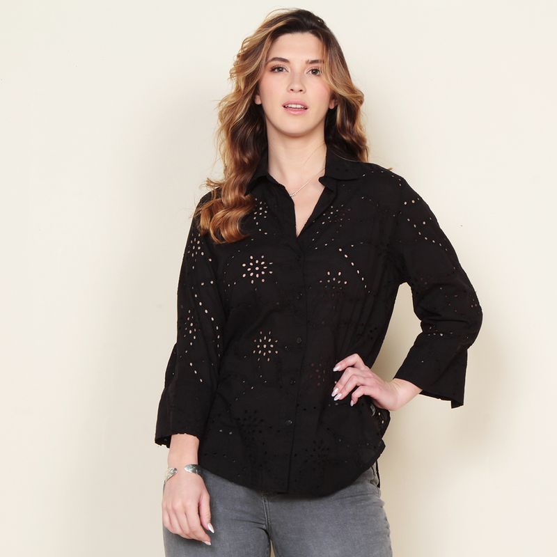WADOS - BLUSA ABOTONADA MANGA 3/4  SCHIFFLI