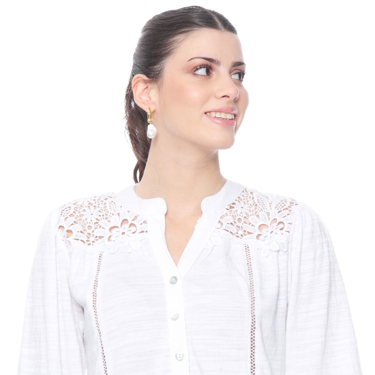 WADOS - BLUSA MANGA 34 CON BRODERY EN DELANTERO Y ESPALDA ESCOTE V