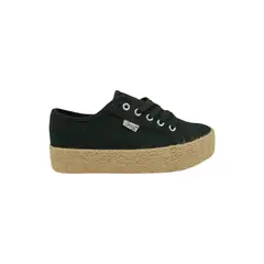 HERIEL - Zapatilla Negra Lona Plataforma Mujer