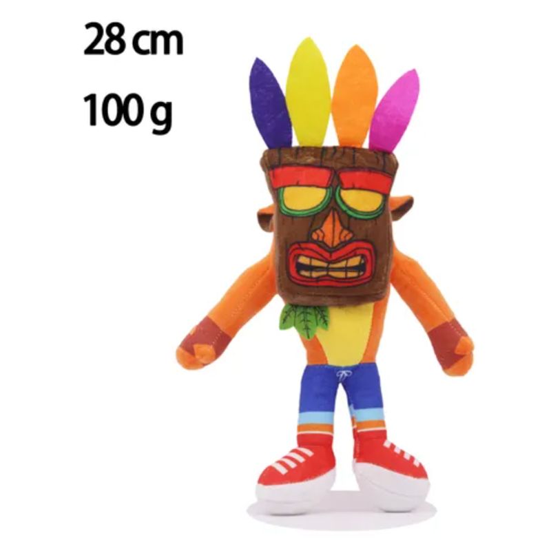 GENERICO - Peluche Crash Bandicoot Clásico 25 Cm Con Mascara Aku Aku