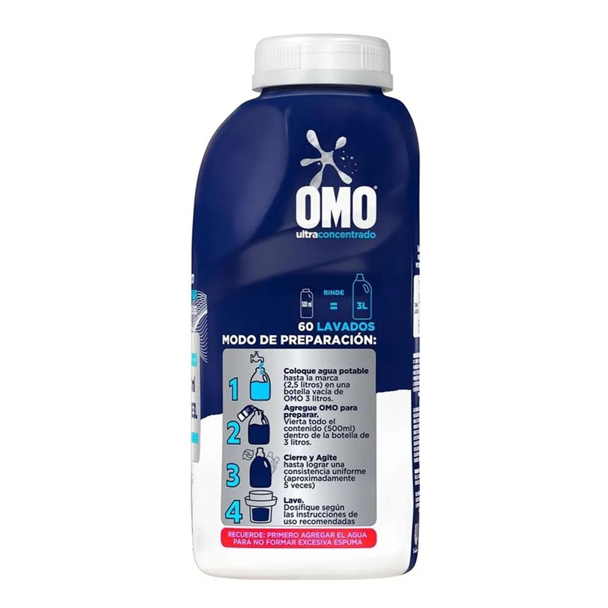 OMO - Detergente Omo Concentrado Para Preparar 500ml 60 Lavados