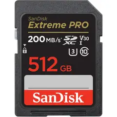 SANDISK - Tarjeta SD 512GB Extreme Pro R200MBs W140MBs