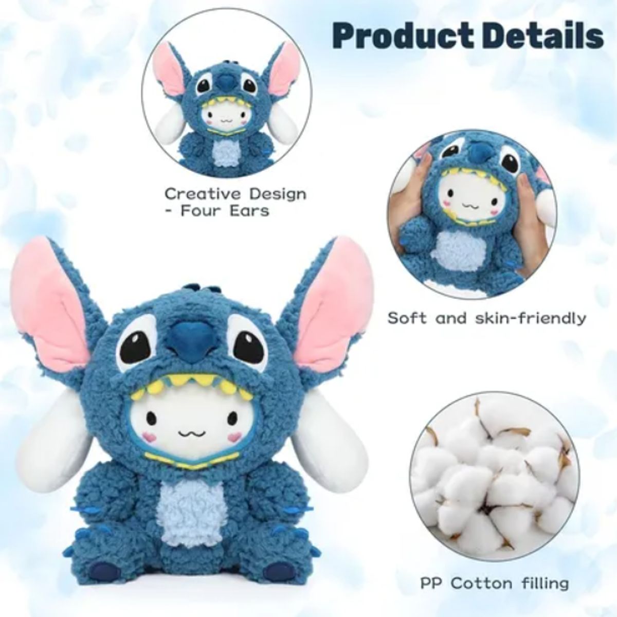 GENERICO - Peluche Cinnamon Cosplay Stitch Kawaii 23 Cm