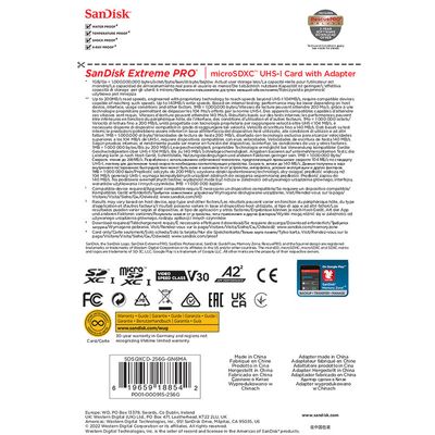 Imagen 2 del producto Tarjeta MicroSD 256GB Extreme Pro UHS-I U3 A2 Adaptador SD