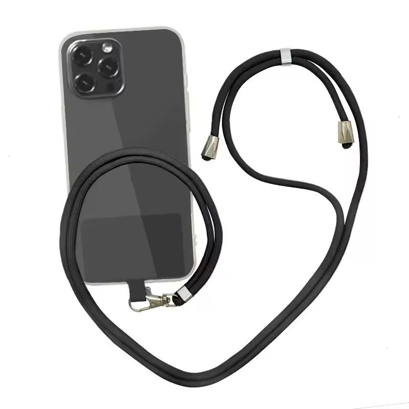 GENERICO - Colgante Para Carcasa Celular Universal Unicolor Cordón Ajustable Negr