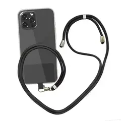 GENERICO - Colgante Para Carcasa Celular Universal Unicolor Cordón Ajustable Negr