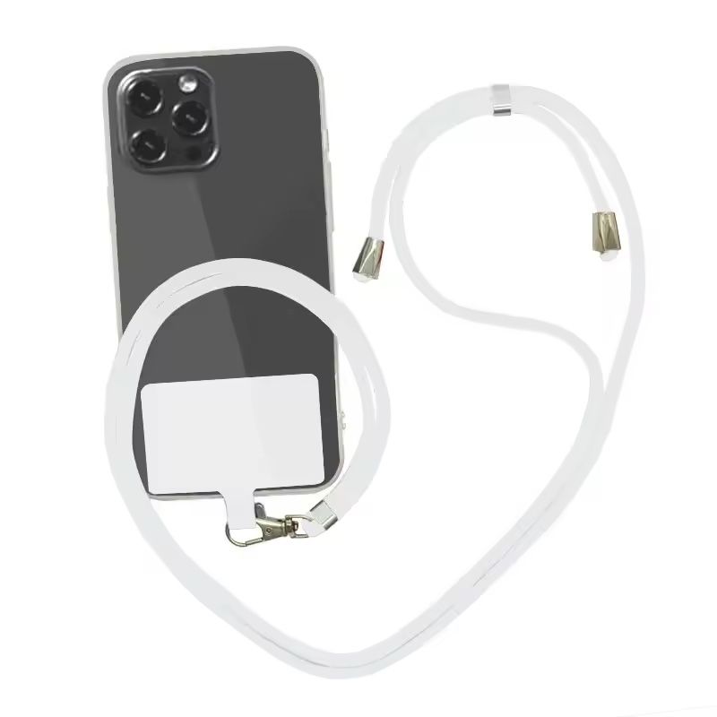 GENERICO - Colgante Para Carcasa Celular Universal Unicolor Cordón Ajustable Blan.