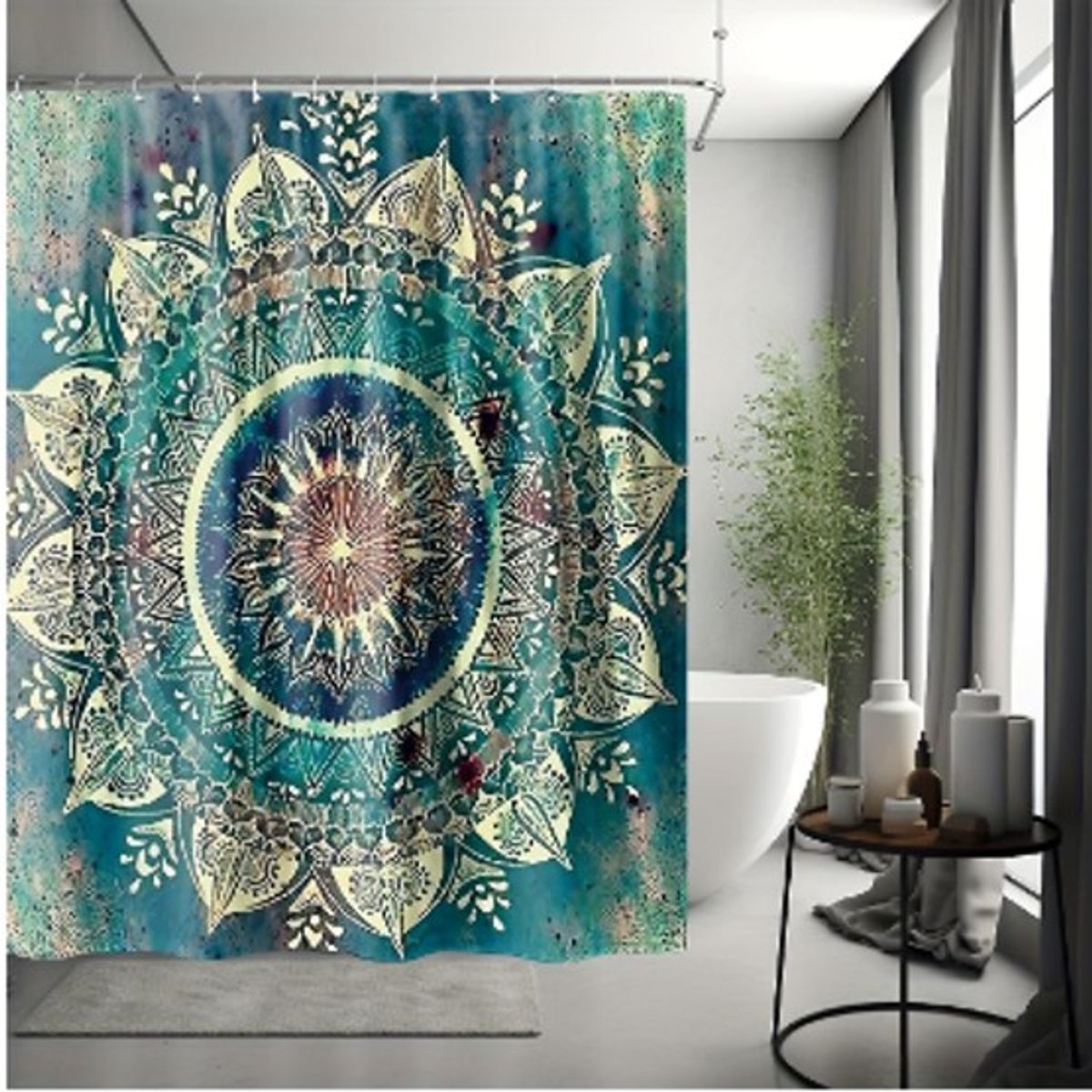 GENERICO - JUEGO DE TEXTIL DE BAÑO IMPERNEABLE 4 PIEZA CON DISEÑO MANDADA VERDE.