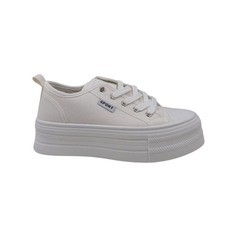 HERIEL - Zapatilla Blanca Plataforma Mujer.
