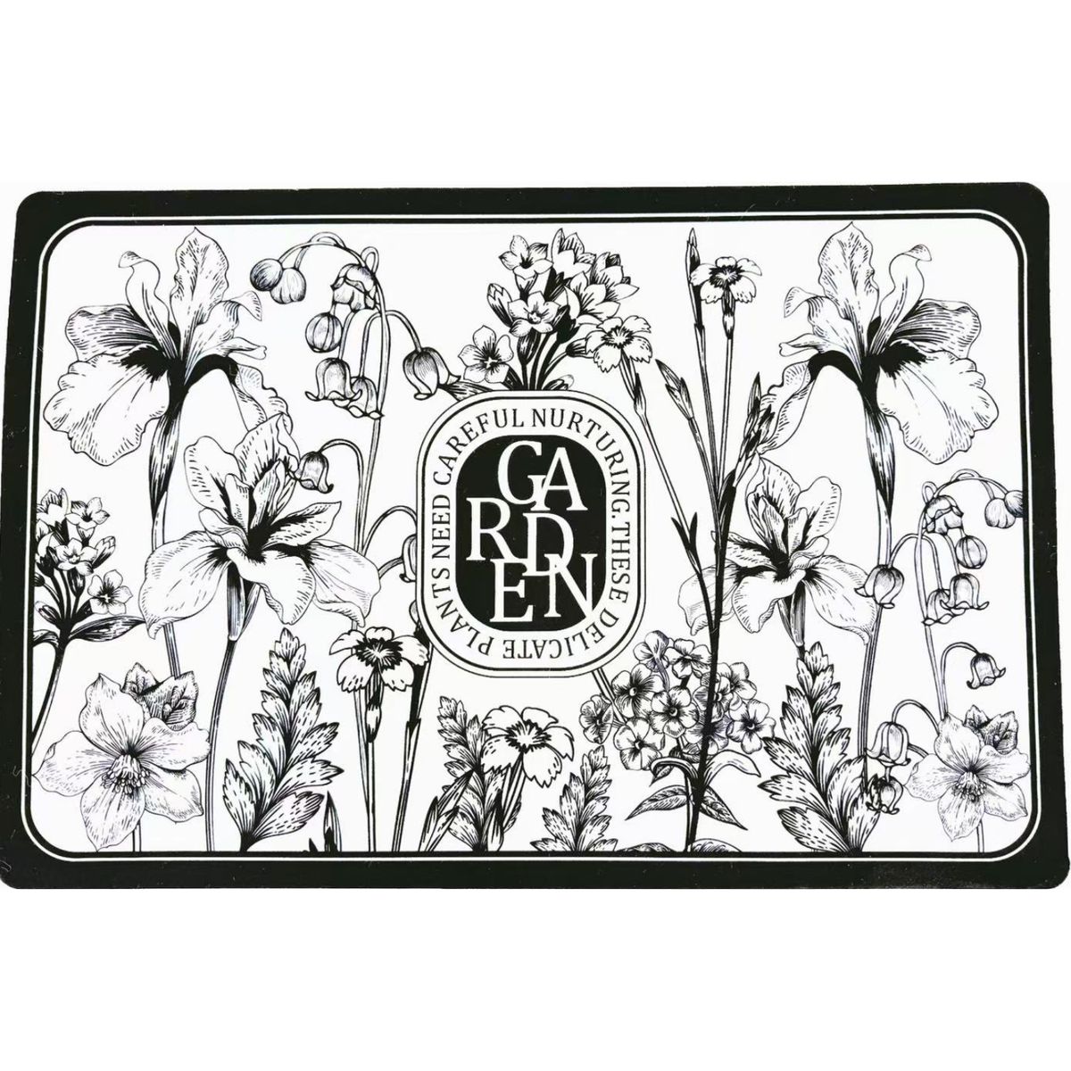 HOMESTAR - Limpiapié Blanco con Flores Negras 58x38 cm