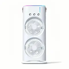MUNDO MAGIA - Doble Ventilador De Aire Frío Humidificador Para Escritorio