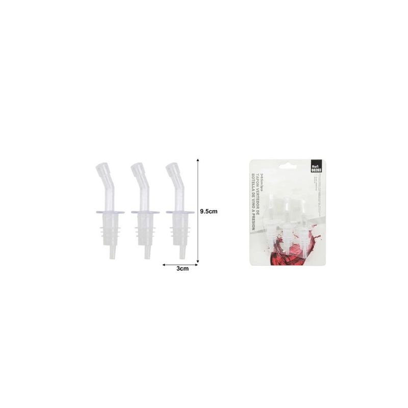 GENERICO - TAPON TRANSPARENTE DE BOTELLA DE VINO A PRESION 3PCS