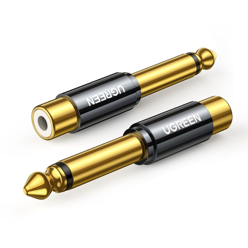 UGREEN - Adaptador RCA H a Plug 63mm Mono Dorado Ugreen
