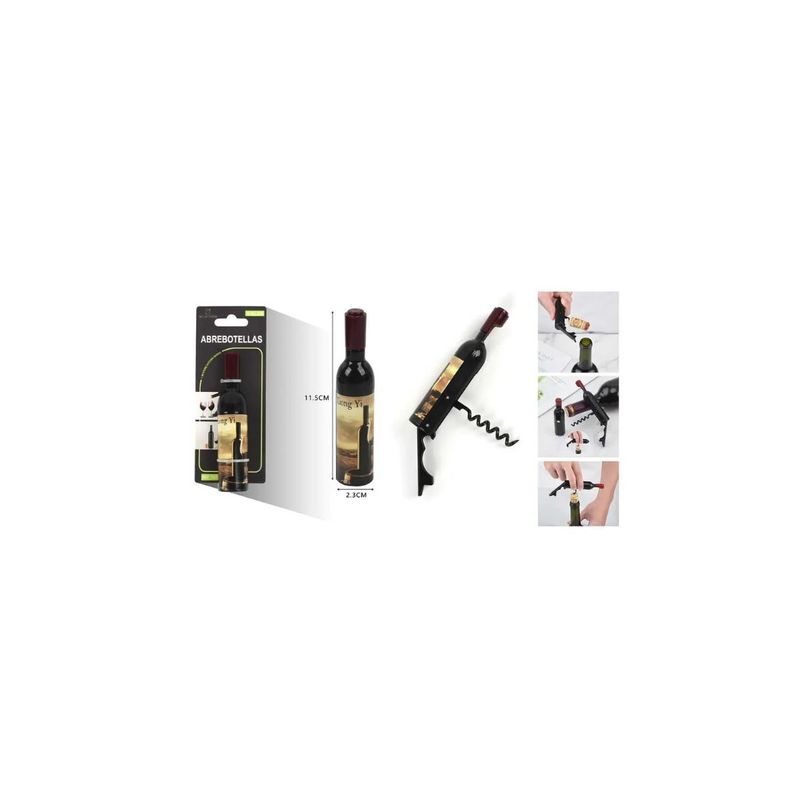 GENERICO - ABREBOTELLAS FORMA DE BOTELLA DE VINO 11CM