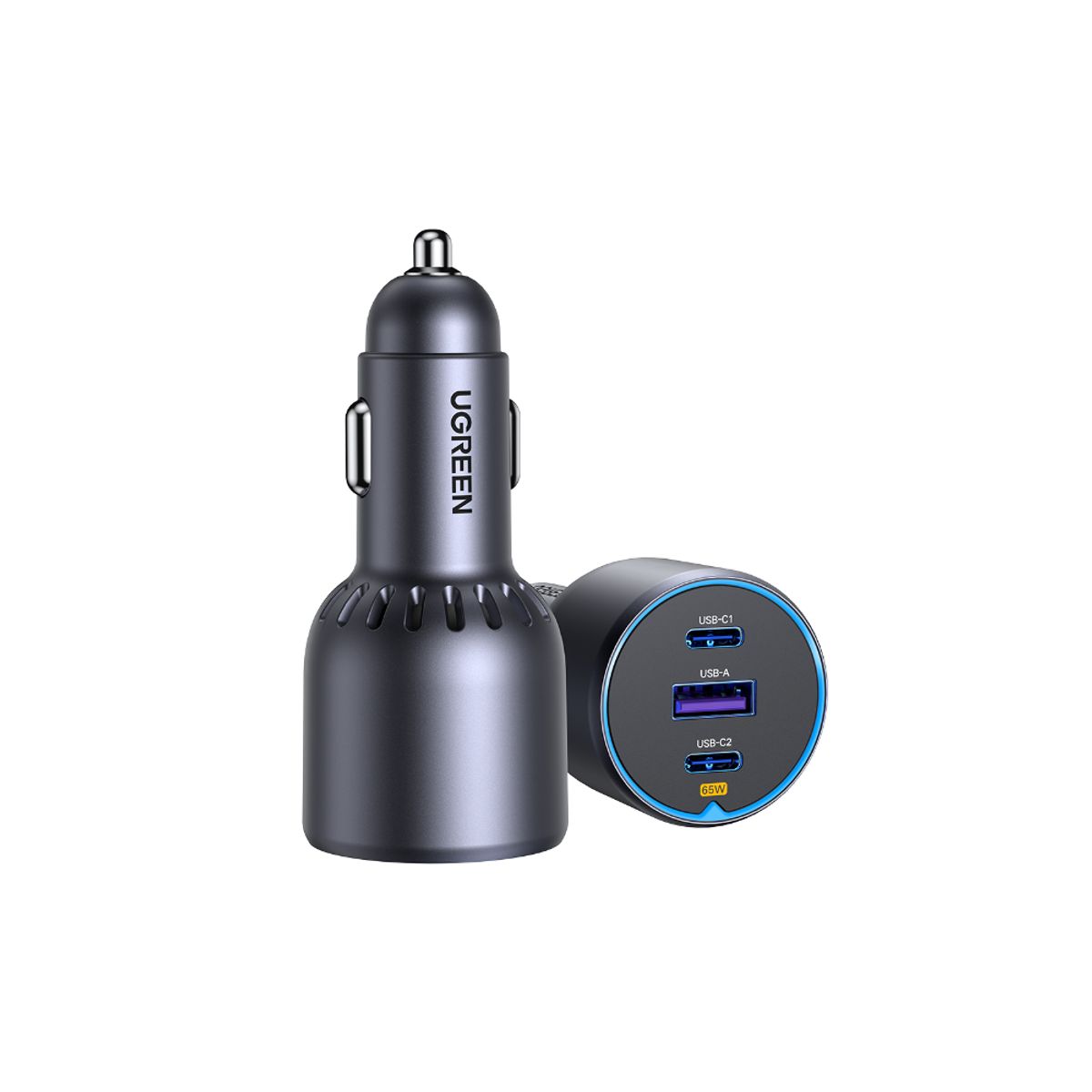 UGREEN - Cargador Auto 2USB-C + USB-A 75W Negro Ugreen