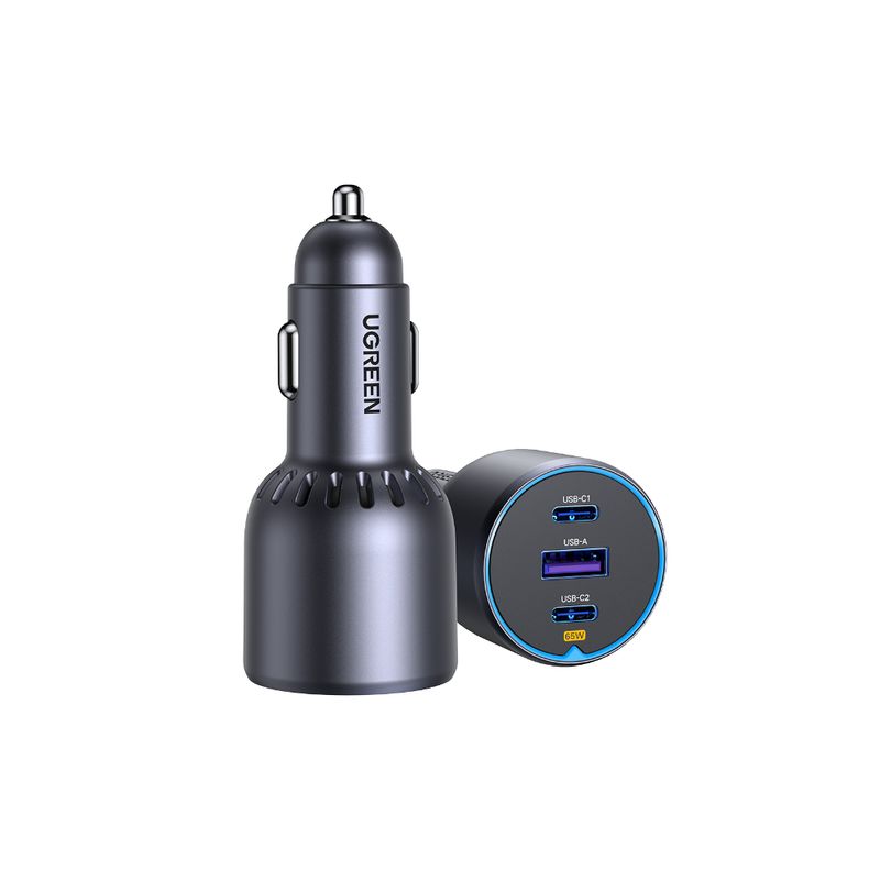 UGREEN - Cargador Auto 2USB-C + USB-A 75W Negro Ugreen