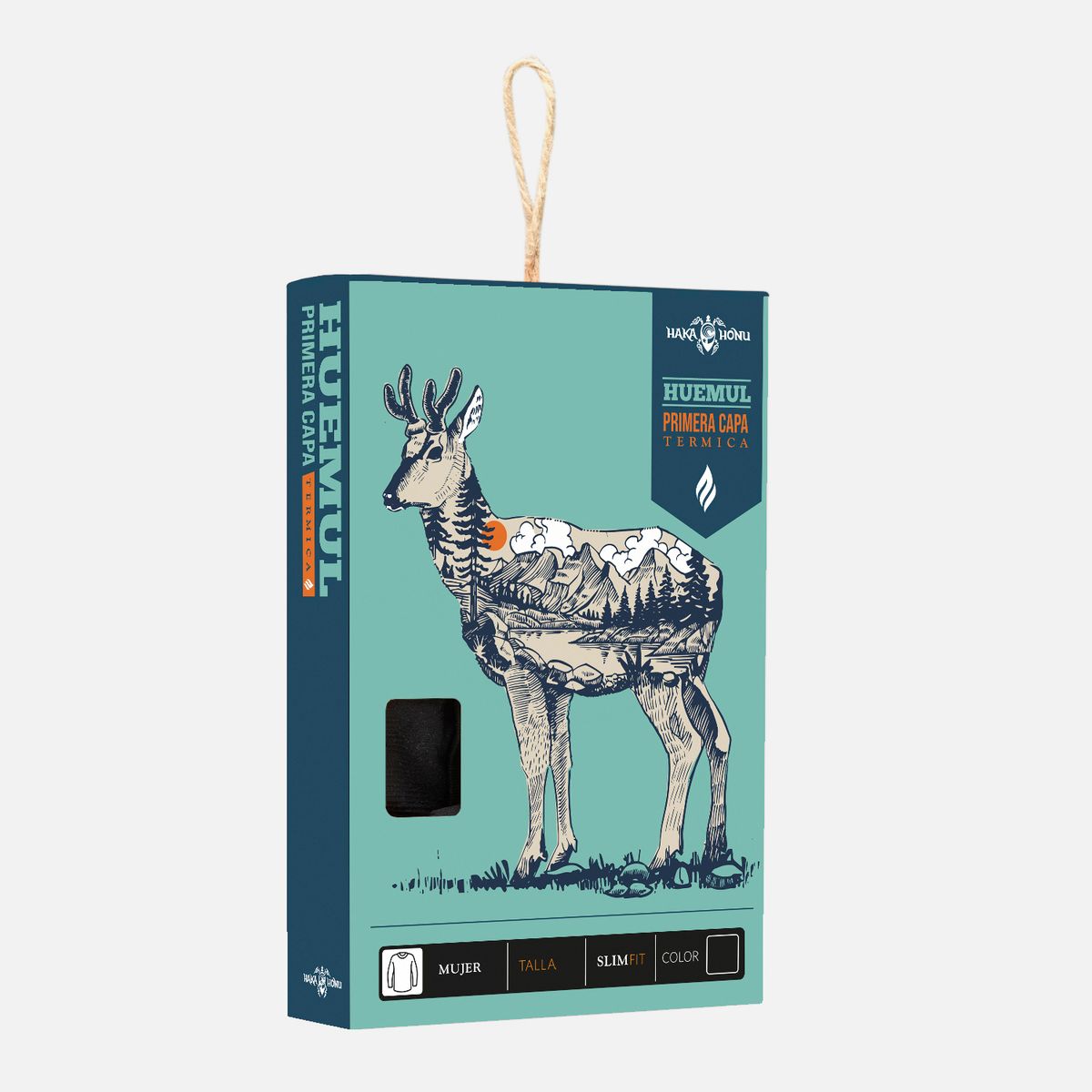 HAKA HONU - Primera Capa Mujer Huemul Top Negro Haka Honu