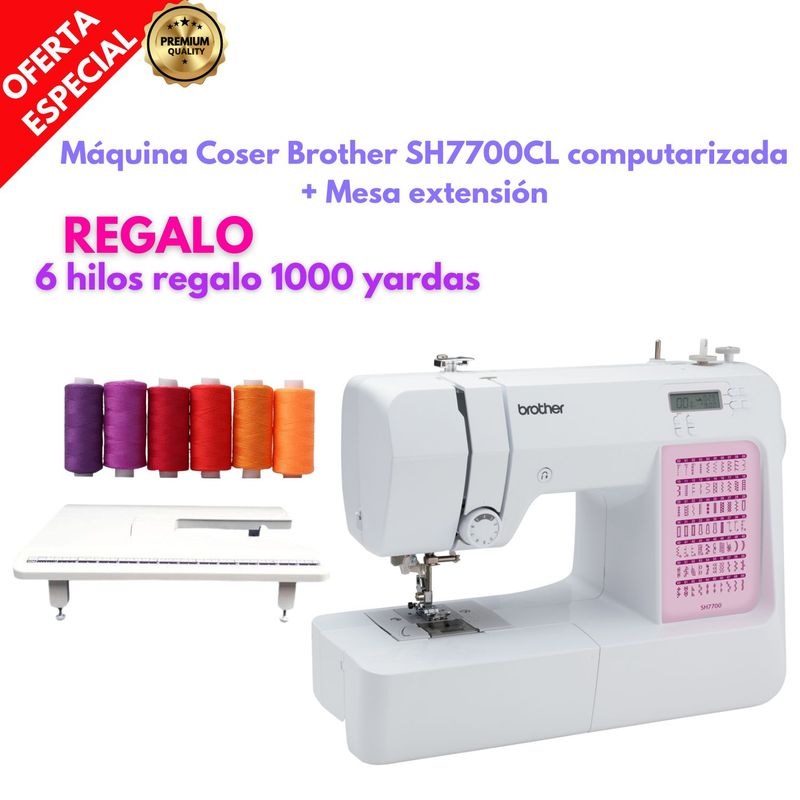 BROTHER - Máquina Coser Brother SH7700 Computarizada mesa extensión.