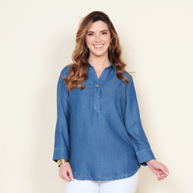 WADOS - BLUSA MANGA LARGA LYOCELL ESCOTE V