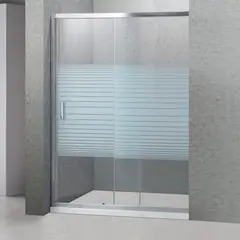 JOYTEK - Mampara Ajustable de Ducha Strava 140-160 cm Líneas blancas