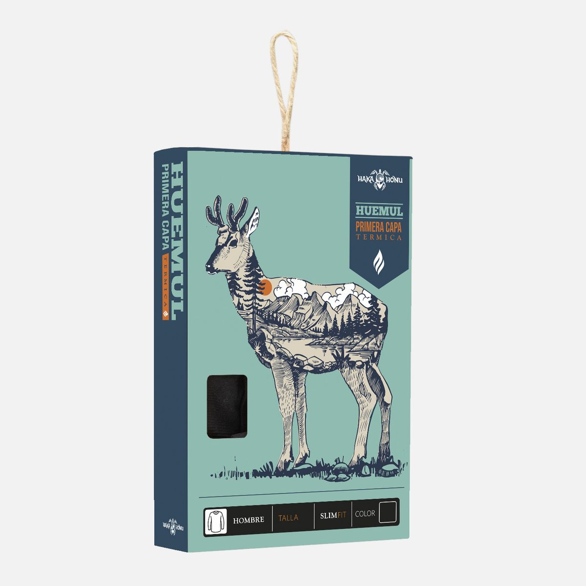 HAKA HONU - Primera Capa Hombre Huemul Top Negro Haka Honu