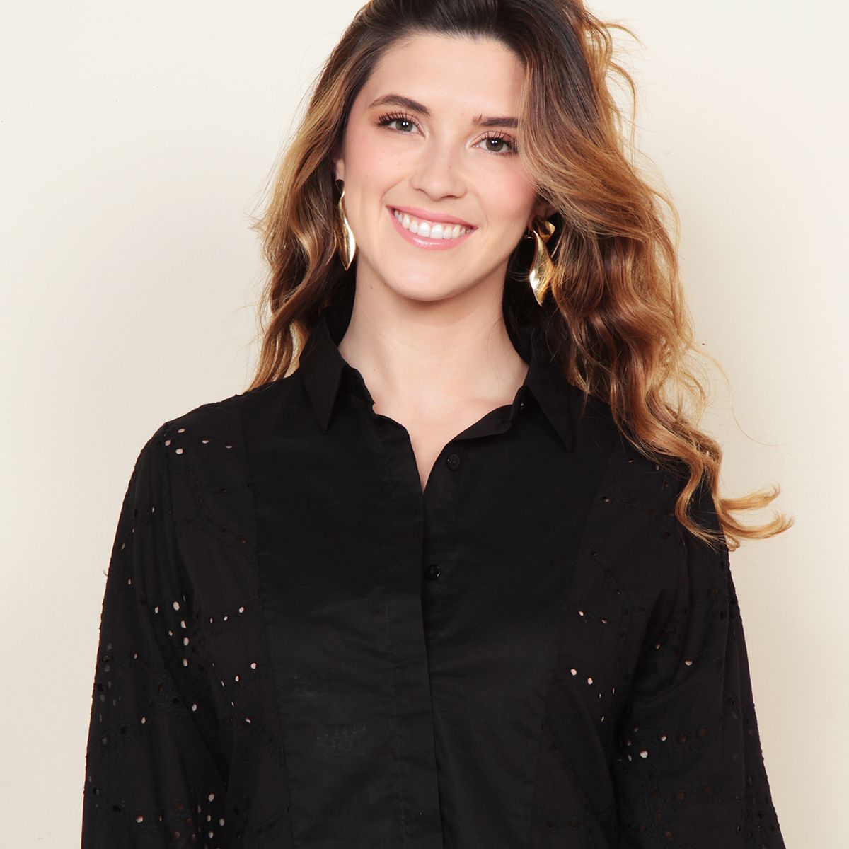 WADOS - BLUSA ABOTONADA MANGA LARGA SCHIFFLI