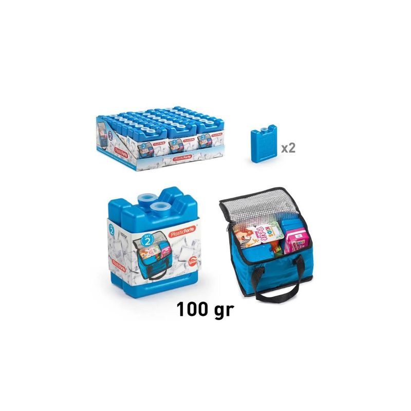 GENERICO - SET 2 ACUMULADOR DE FRIO 100G AZUL METALIZADO