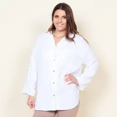 WADOS - BLUSA MANGA LARGA SOLIDA ABOTONADA EN EL DELANTERO Y BOLSILLO