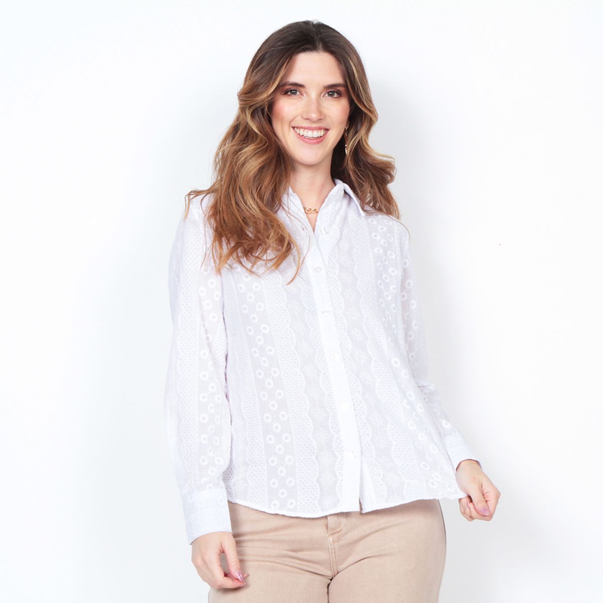 WADOS - BLUSA MANGA LARGA BRODERY ABOTONADA EN DELANTERO