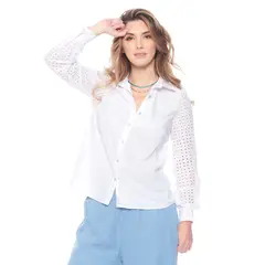 WADOS - BLUSA MANGA LARGA SOLIDA ABOTONADA CON DETALLE EN MANGAS