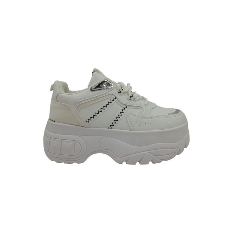 HERIEL - Zapatilla Blanca Plataforma Mujer.