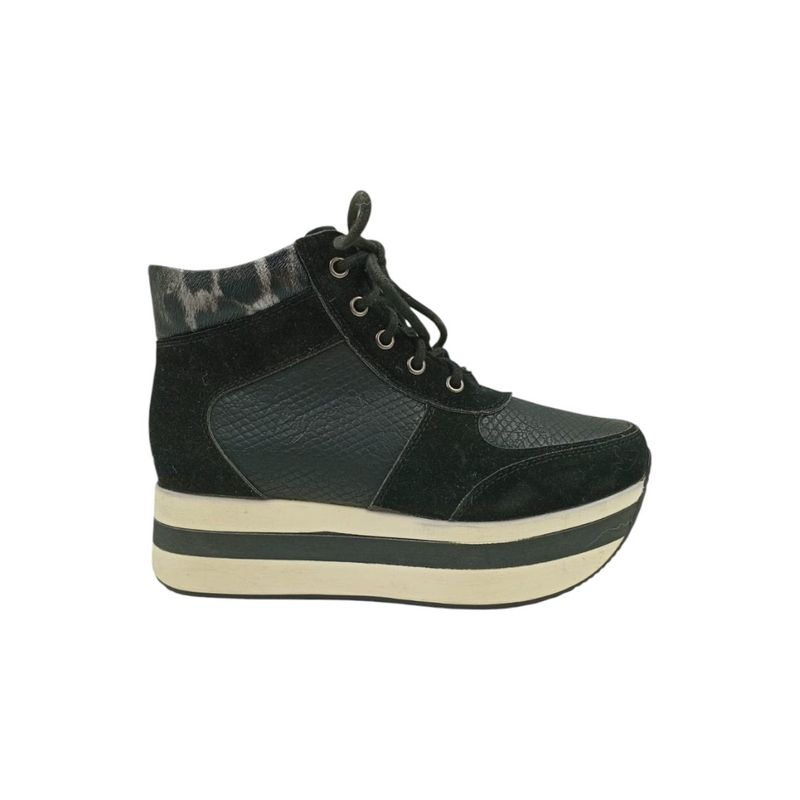 HERIEL - Zapatilla Negra Plataforma Mujer.