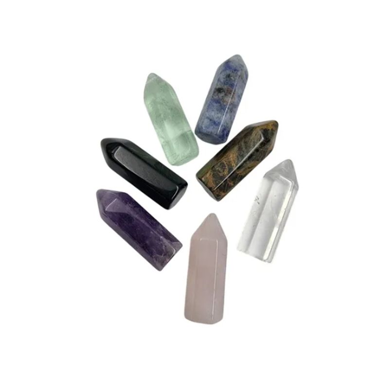 GENERICO - Pack 7 Puntas, Obeliscos Piedras Naturales Para Gemoterapia