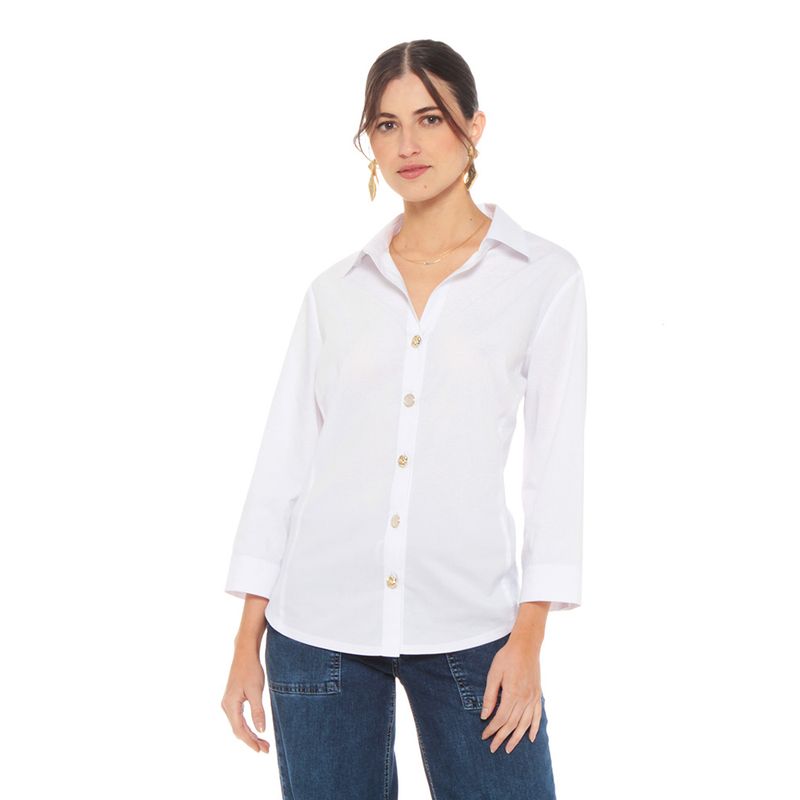 WADOS - BLUSA MANGA LARGA  ABOTONADA SOLIDA