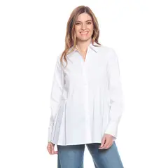 WADOS - BLUSA MANGA LARGA SOLIDA CUELLO CAMISERO TABLAS DELANTERAS