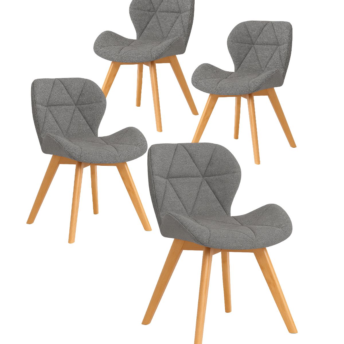 GENERICO - Pack de 4 Silla Aviador Mariposa Radar Wood Lino - Gris